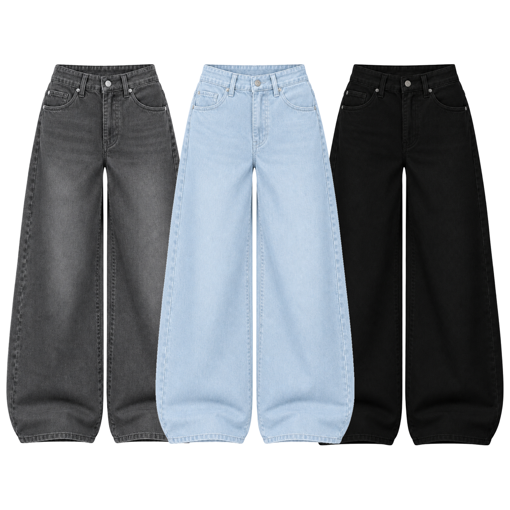 Pack of 3 Wide-leg Jeans