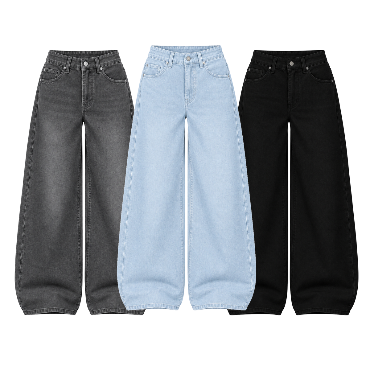 Pack of 3 Wide-leg Jeans