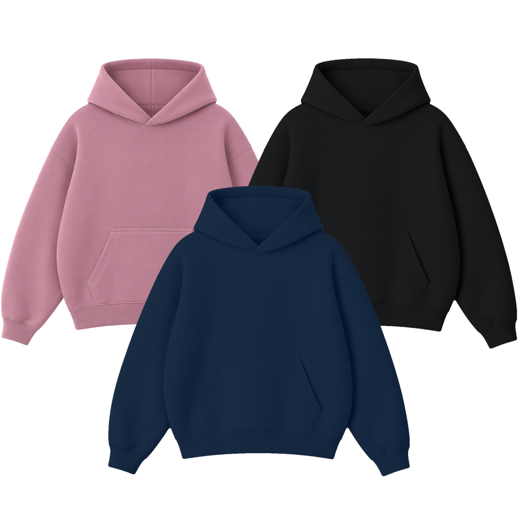 Pack of 3 Oversize Drop Shoulder Hoodie