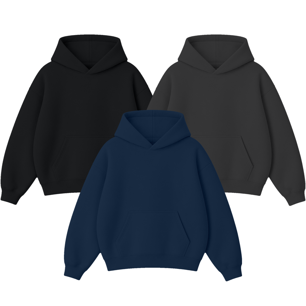 Pack of 3 Oversize Drop Shoulder Hoodie