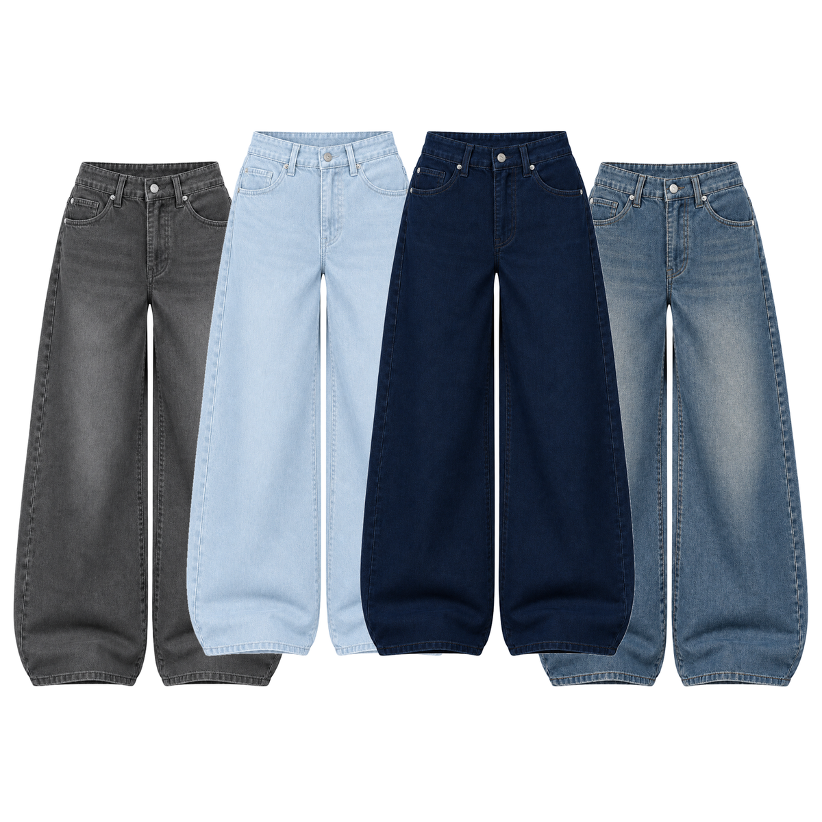 Pack of 4 Wide-leg Jeans