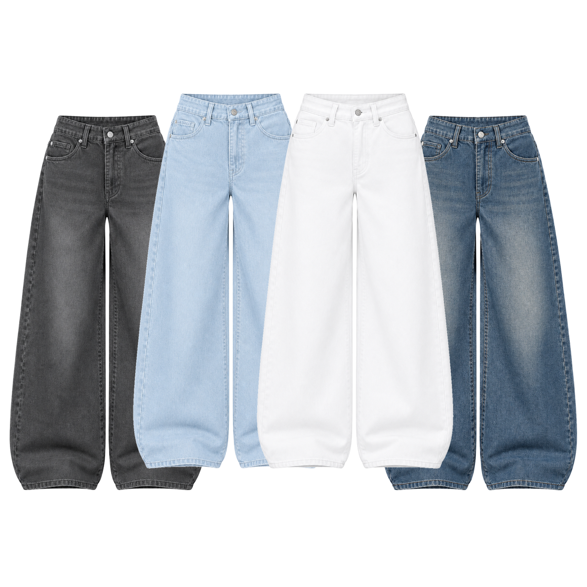 Pack of 4 Wide-leg Jeans