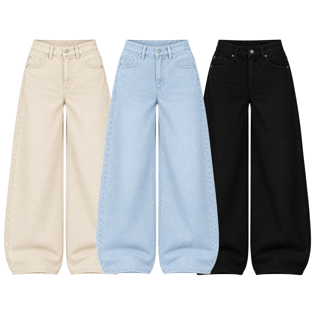 Pack of 3 Wide-leg Jeans