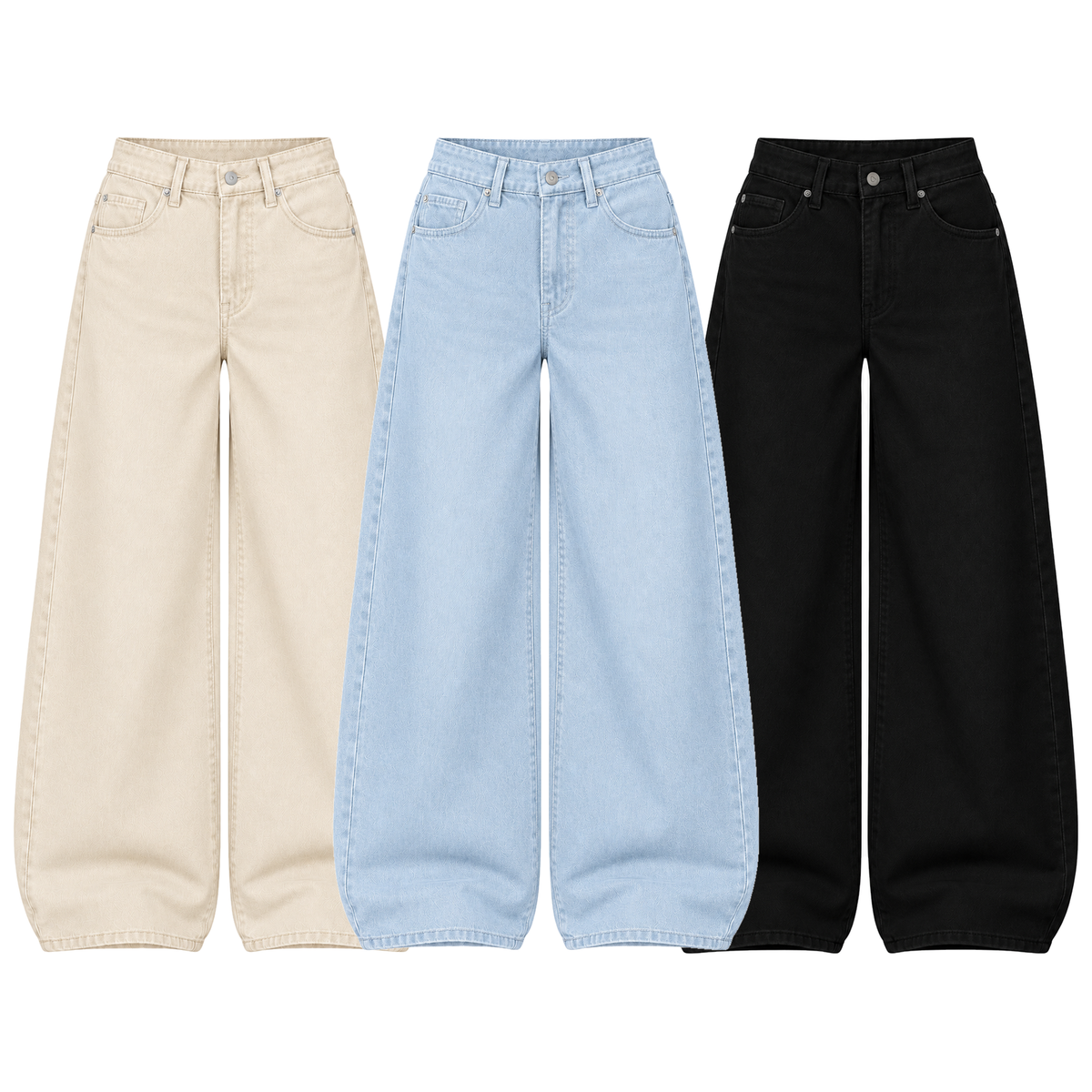 Pack of 3 Wide-leg Jeans