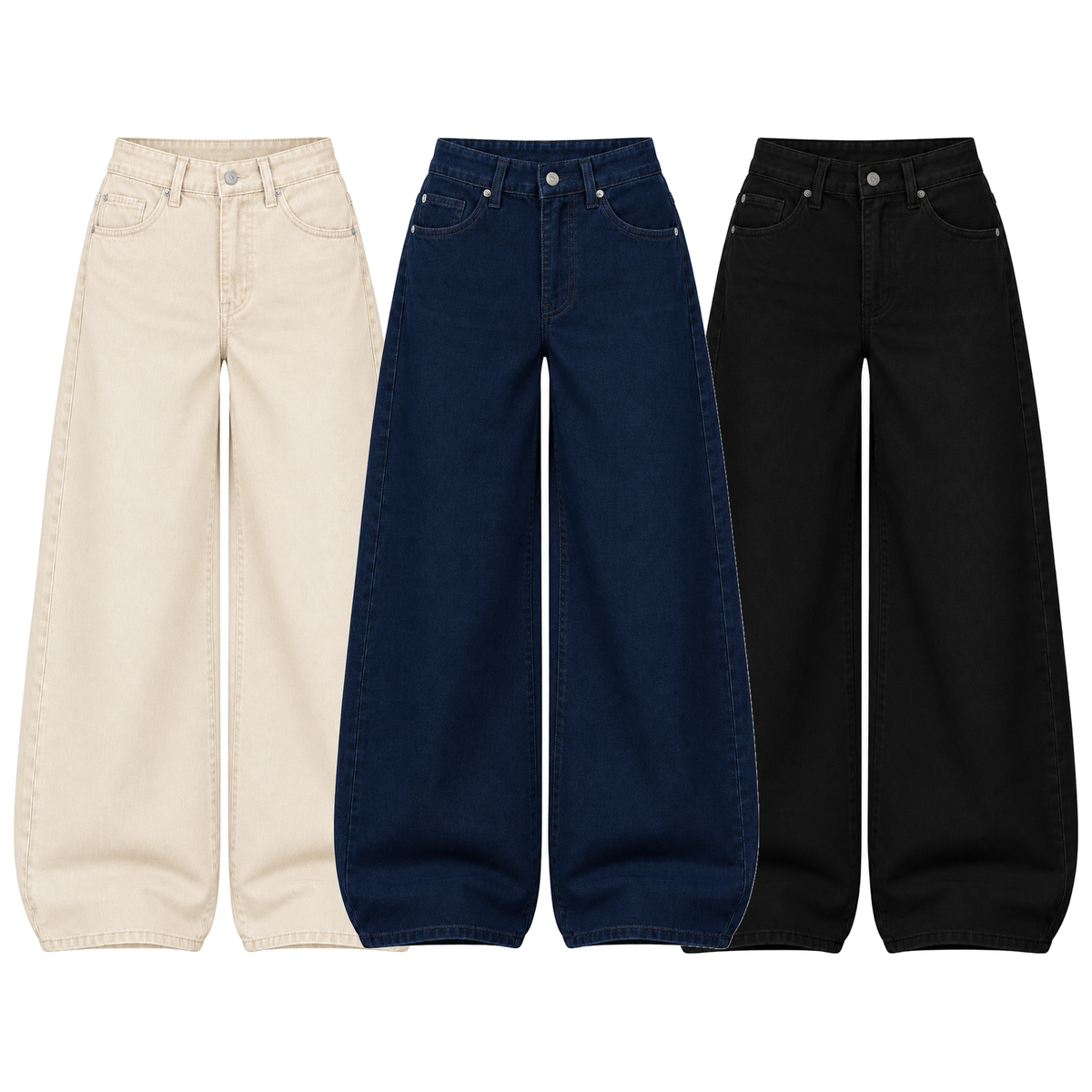 Pack of 3 Wide-leg Jeans