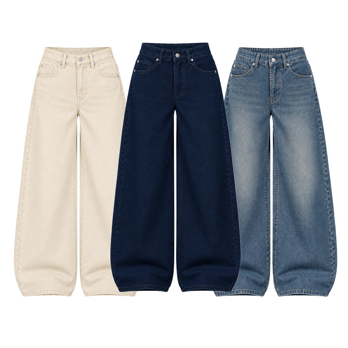 Pack of 3 Wide-leg Jeans