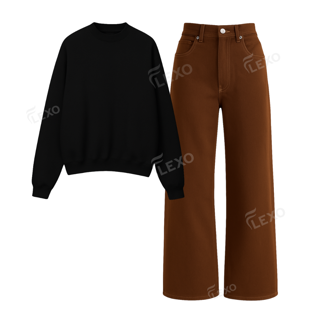 Brown Baggy Jeans With Oversized Sweatshirt