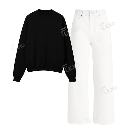 White Baggy Jeans With Oversized Sweatshirt