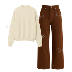 Brown Baggy Jeans With Oversized Sweatshirt