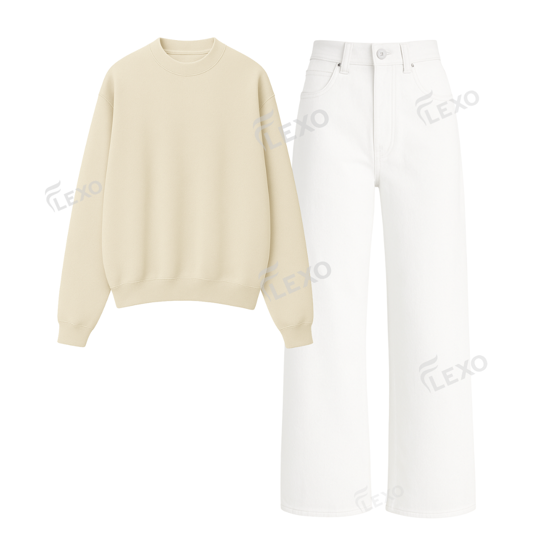 White Baggy Jeans With Oversized Sweatshirt