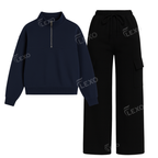 Straight Leg Cargo With Oversized Mockneck Sweatshirt