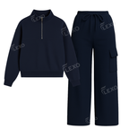 Straight Leg Cargo With Oversized Mockneck Sweatshirt