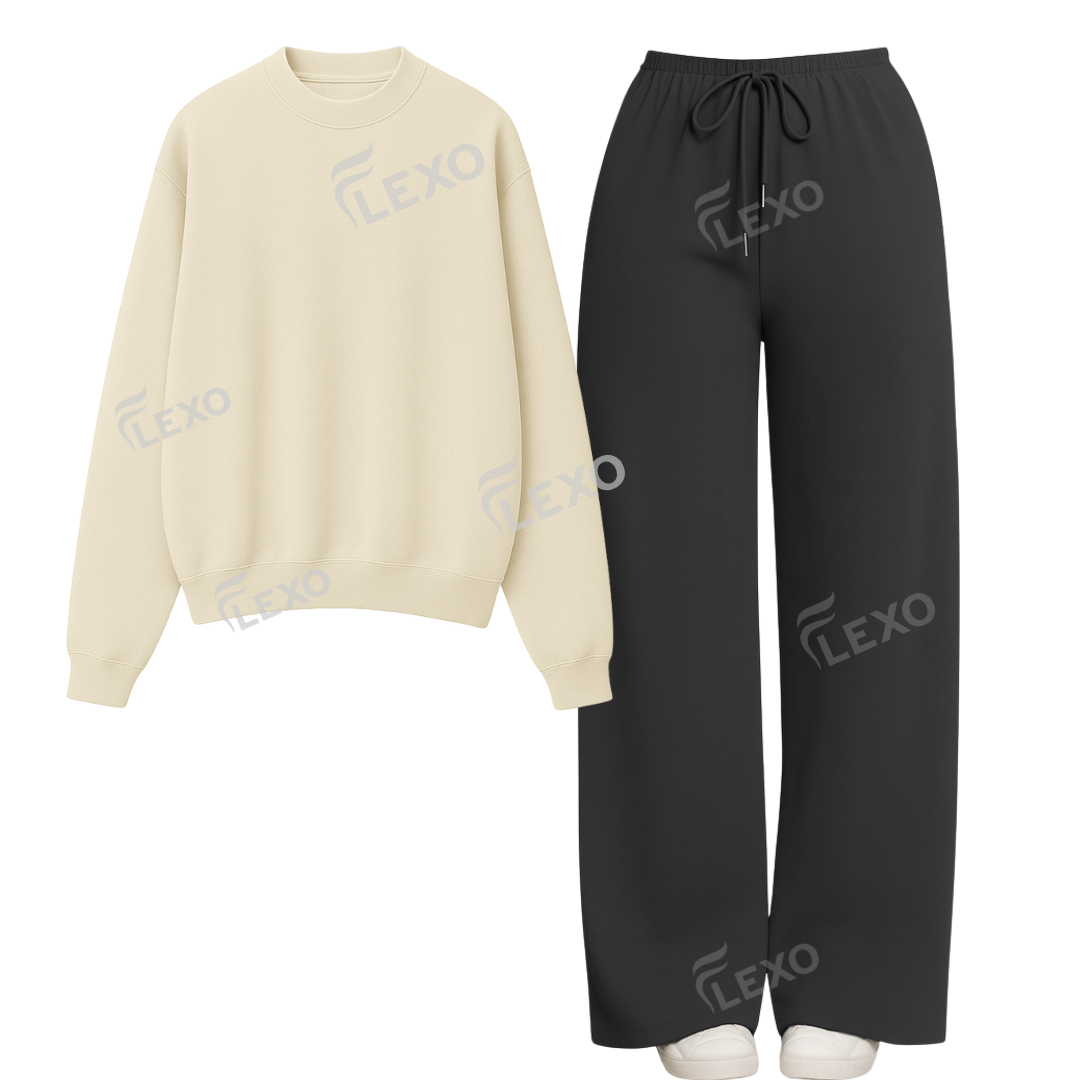 Straight Leg Trouser With Oversized Sweatshirt