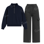 Straight Leg Cargo With Oversized Mockneck Sweatshirt