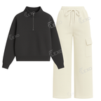 Straight Leg Cargo With Oversized Mockneck Sweatshirt