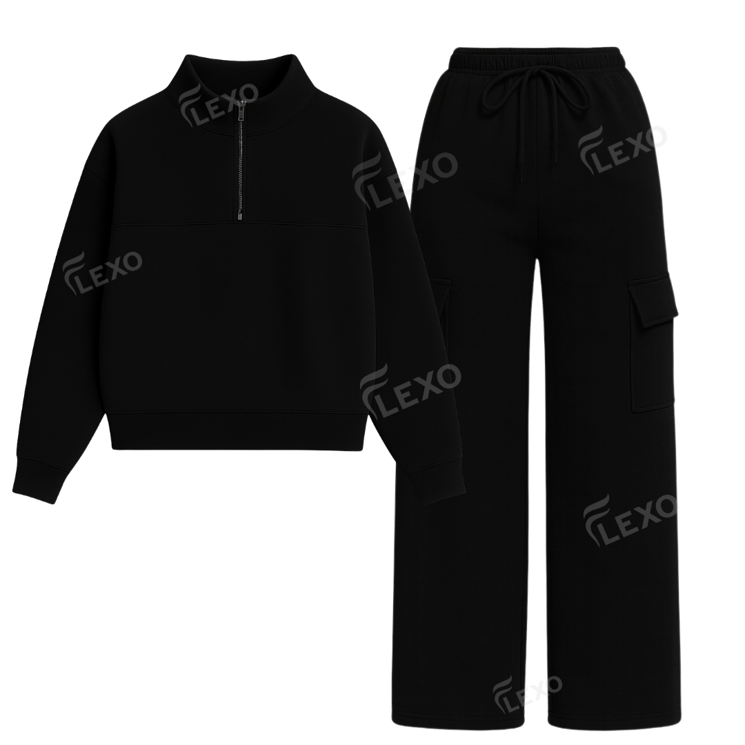 Straight Leg Cargo With Oversized Mockneck Sweatshirt Main image