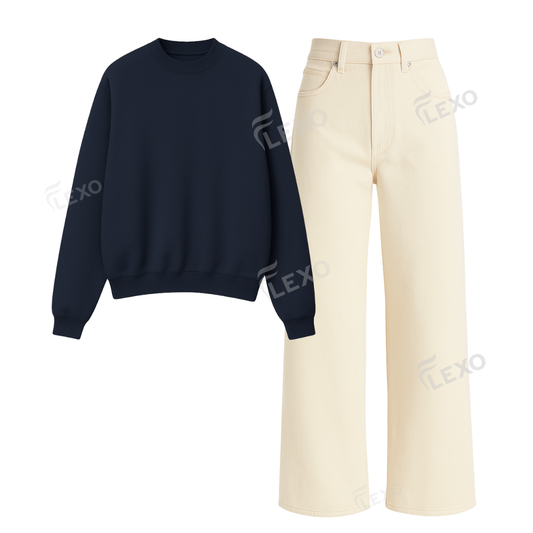 Beige Baggy Jeans With Oversized Sweatshirt