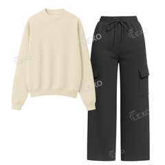 Straight Leg Cargo With Oversized Sweatshirt