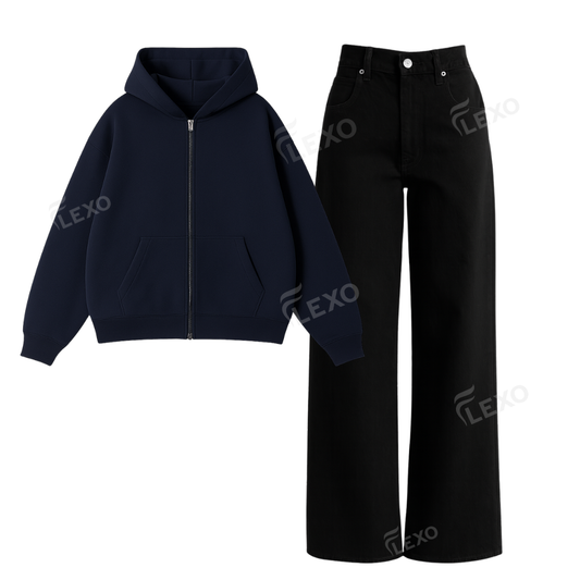 Black Baggy Jeans With Oversized Zipper