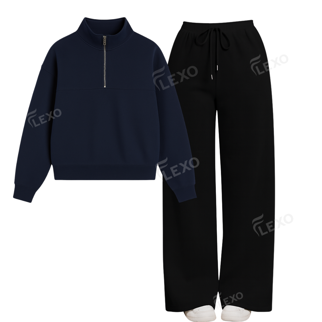 Straight Leg Trouser With Oversized Mockneck Sweatshirt Secondary image