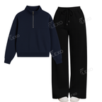 Straight Leg Trouser With Oversized Mockneck Sweatshirt