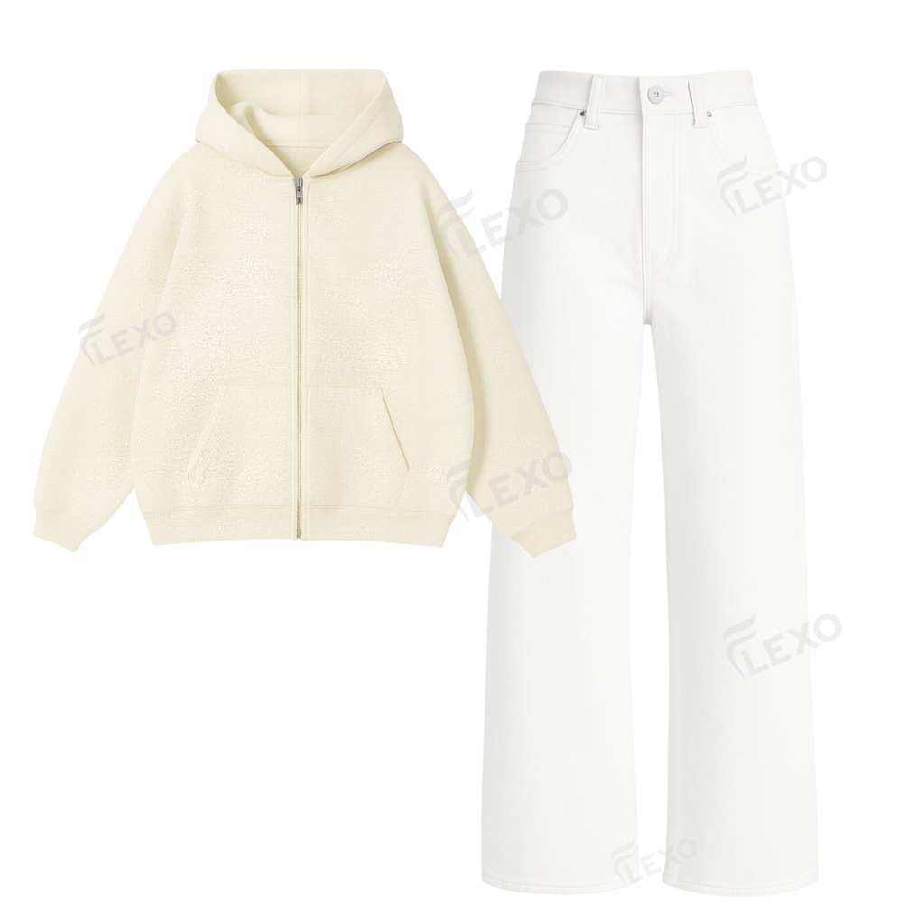 White Baggy Jeans With Oversized Zipper