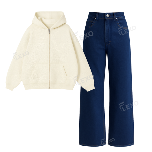 Dark blue Baggy Jeans With Oversized Zipper