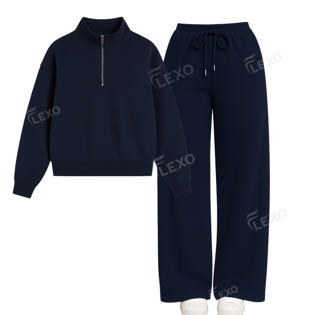 Straight Leg Trouser With Oversized Mockneck Sweatshirt Main image