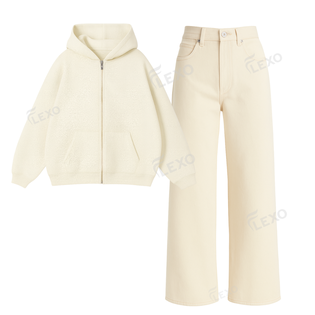 Beige Baggy Jeans With Oversized Zipper Secondary image