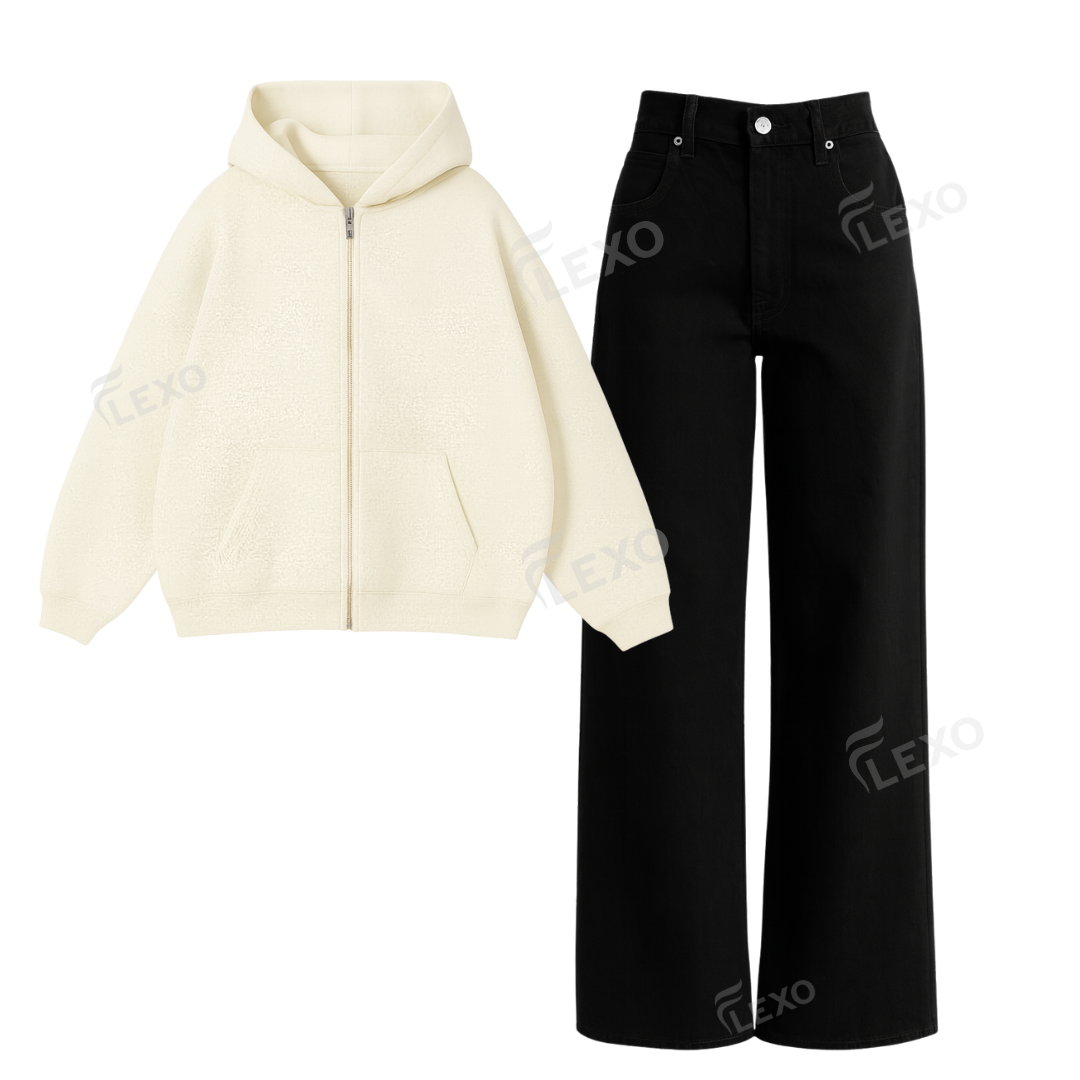 Black Baggy Jeans With Oversized Zipper Main image