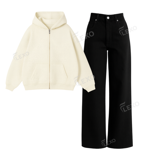 Black Baggy Jeans With Oversized Zipper