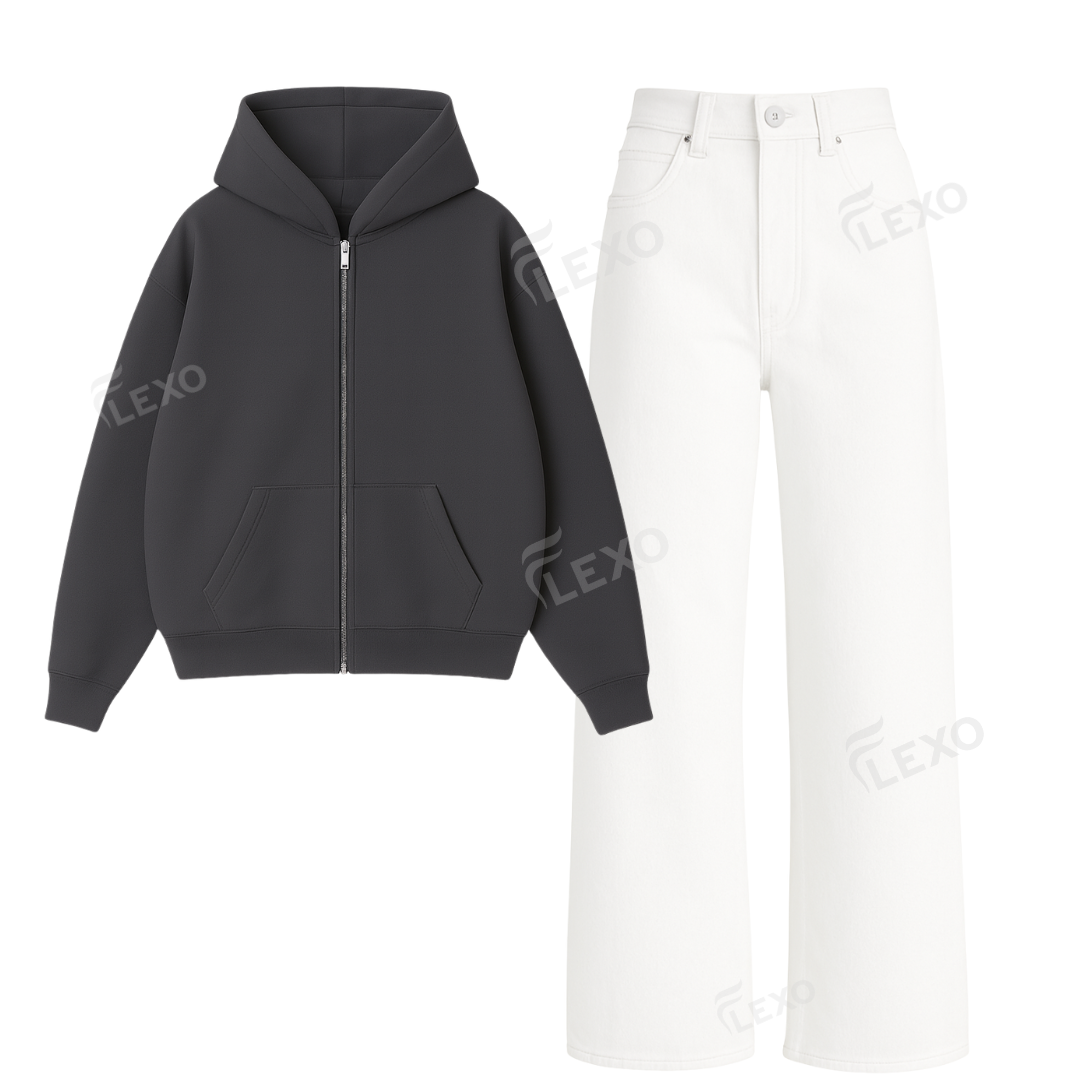 White Baggy Jeans With Oversized Zipper Secondary image