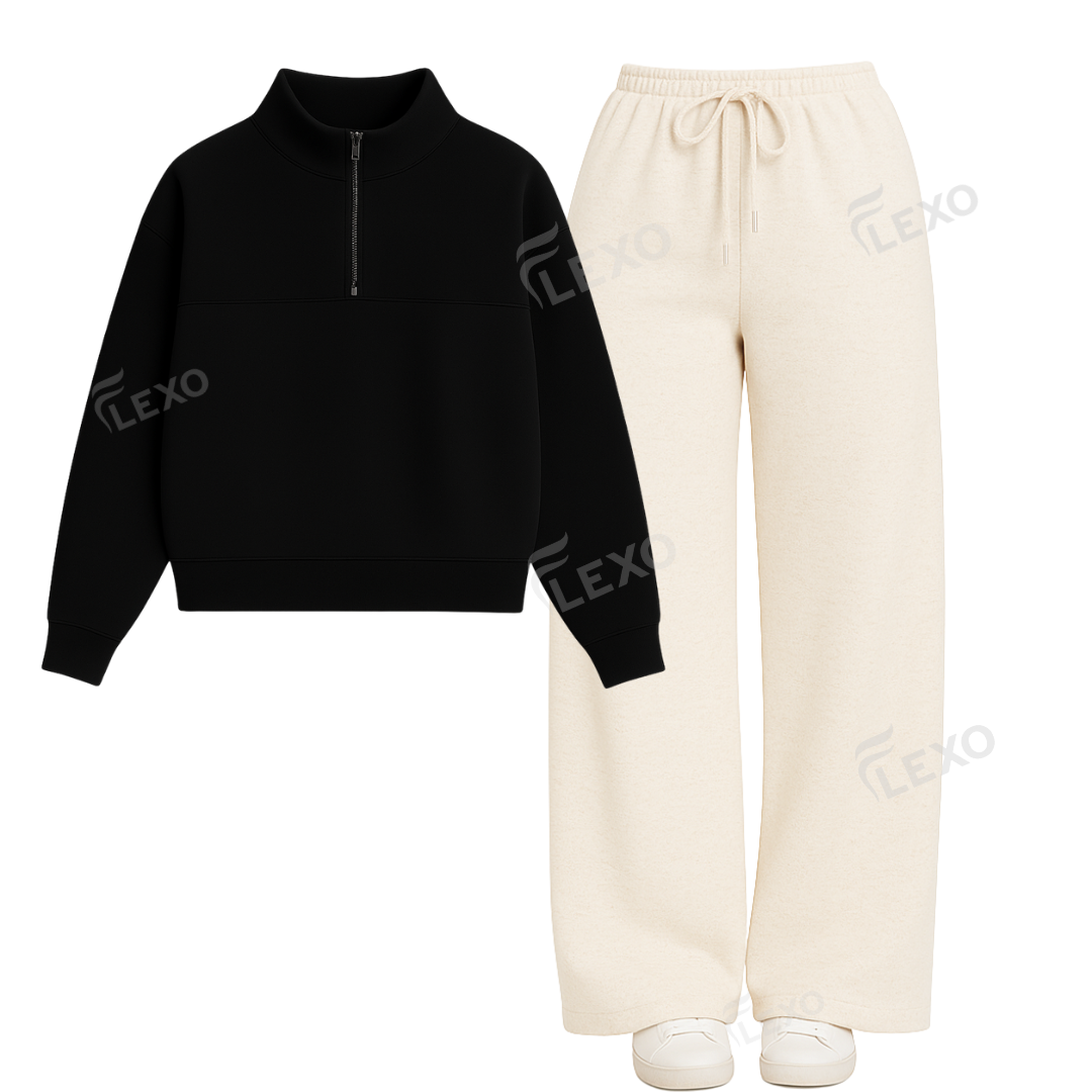 Straight Leg Trouser With Oversized Mockneck Sweatshirt Main image