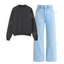 Ice Blue Baggy Jeans With Oversized Sweatshirt