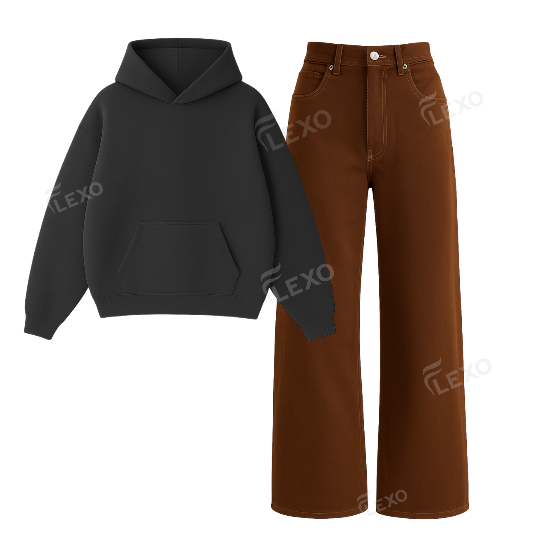 Brown Baggy Jeans With Oversized Hoodie
