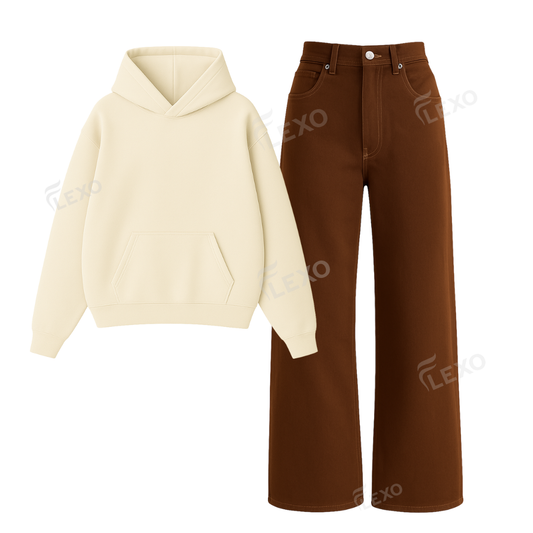 Brown Baggy Jeans With Oversized Hoodie