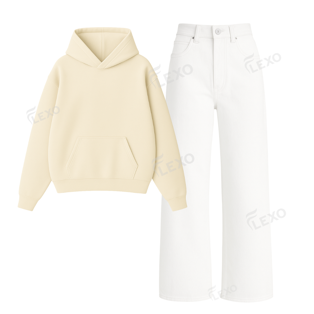 White Baggy Jeans With Oversized Hoodie