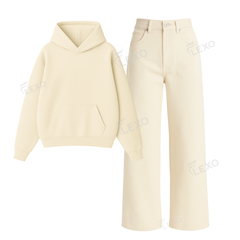 Beige Baggy Jeans With Oversized Hoodie