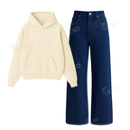 Dark blue Baggy Jeans With Oversized Hoodie