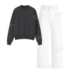 White Baggy Jeans With Oversized Sweatshirt