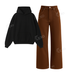 Brown Baggy Jeans With Oversized Hoodie