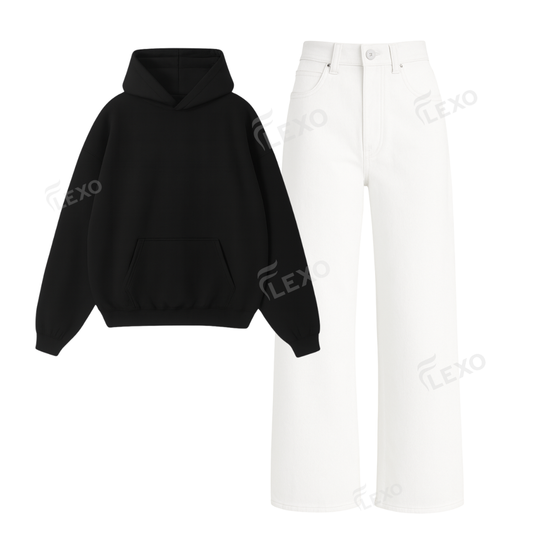 White Baggy Jeans With Oversized Hoodie