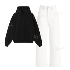 White Baggy Jeans With Oversized Hoodie