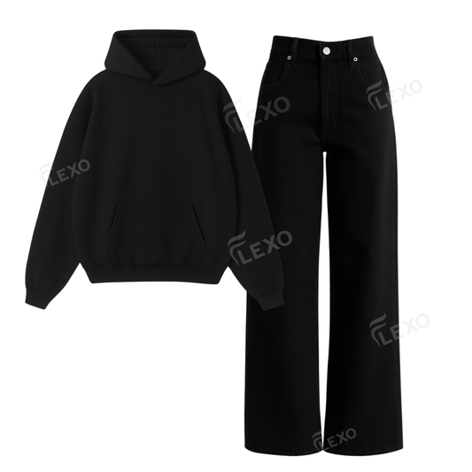 Black Baggy Jeans With Oversized Hoodie