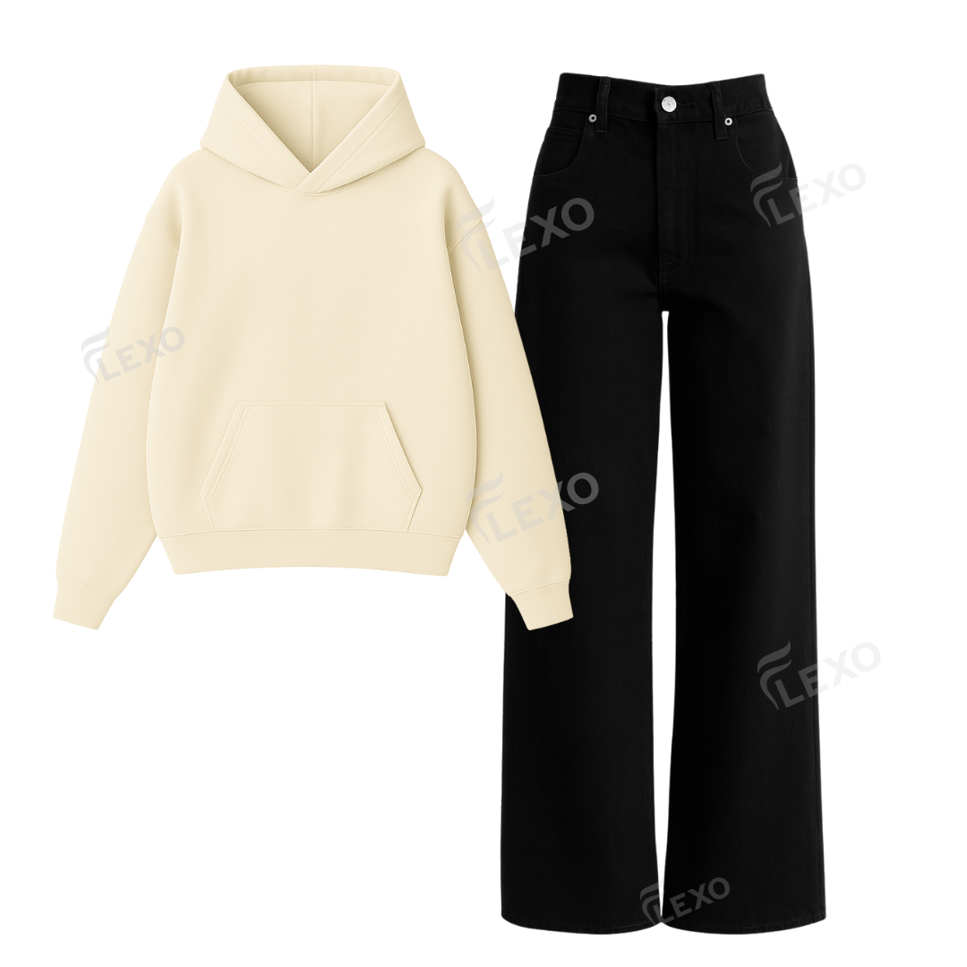 Black Baggy Jeans With Oversized Hoodie Secondary image