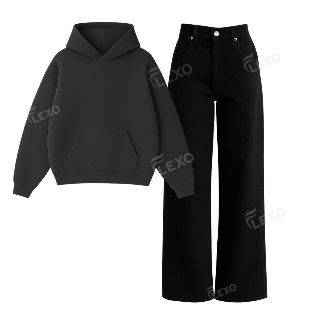Black Baggy Jeans With Oversized Hoodie