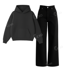 Black Baggy Jeans With Oversized Hoodie