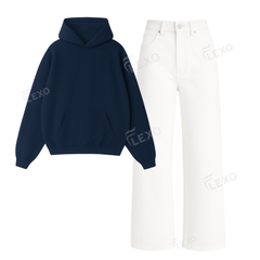 White Baggy Jeans With Oversized Hoodie