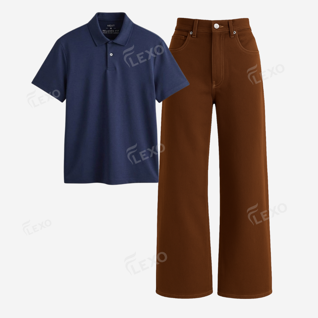 Brown Baggy Jeans With Polo