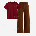 Brown Baggy Jeans With Regular T-Shirt